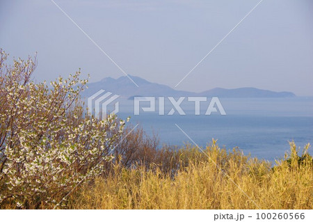 香川県さぬき市 大串自然公園から福部島・小豆島の碁石山・五角鼻方面を望む 香川県さぬき市 大串自然公園から福部島・小豆島の碁石山・五角鼻方面を望む 100260566