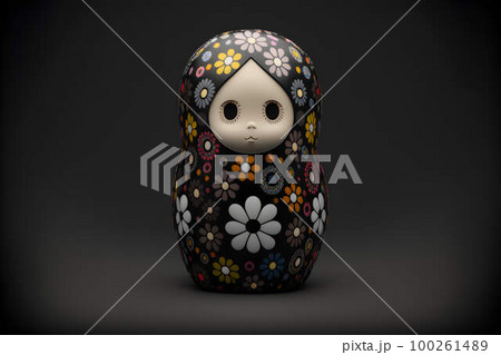 Russian doll matryoshka on a black background created with generative AI technology Russian doll matryoshka on a black background created with generative AI technology 100261489