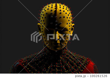 Portrait of punk in spikes and leather clothes created with generative AI technology 100261526