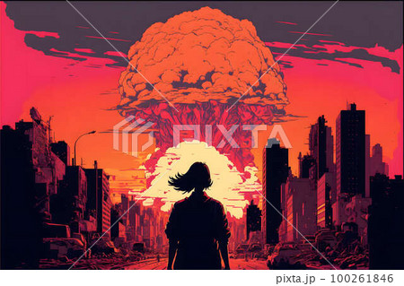 Nuclear explosion on the horizon created with generative AI technology 100261846