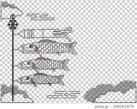 Carp streamer (with copy space) line drawing 100261879