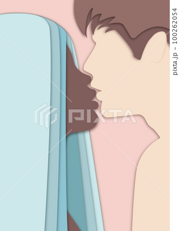 the faceless kissing couple of girl with the dark skin and blue long hair and the boy with light skin and brown hair the faceless kissing couple of girl with the dark skin and blue long hair and the boy with light skin and brown hair 100262054