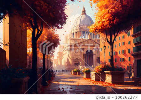 Autumn in Rome created with generative AI technology 100262277