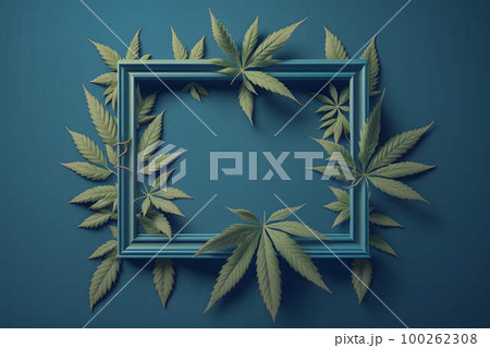 Picture frame wrapped in marijuana leaves created with generative AI technology Picture frame wrapped in marijuana leaves created with generative AI technology 100262308