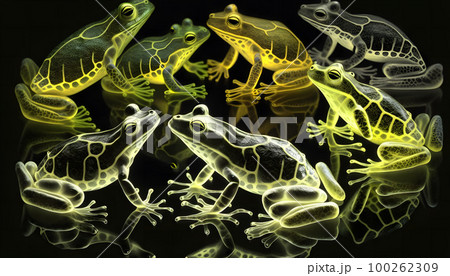 translucent frogs created with generative AI technology translucent frogs created with generative AI technology 100262309