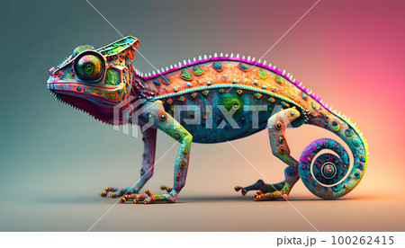 colorful chameleon created with generative AI technology 100262415