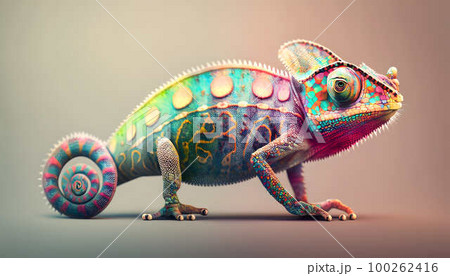 colorful chameleon created with generative AIのイラスト素材 