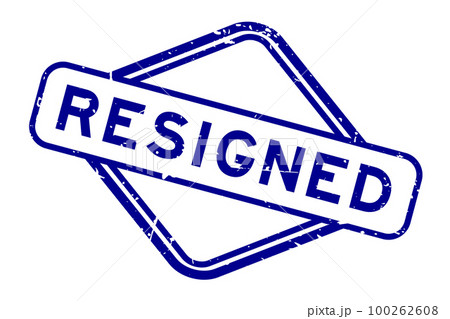Grunge blue resigned word rubber seal stamp on white background Grunge blue resigned word rubber seal stamp on white background 100262608