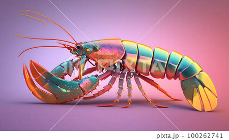 3d colorful lobster created with generative AI...のイラスト素材 [100262741] - PIXTA