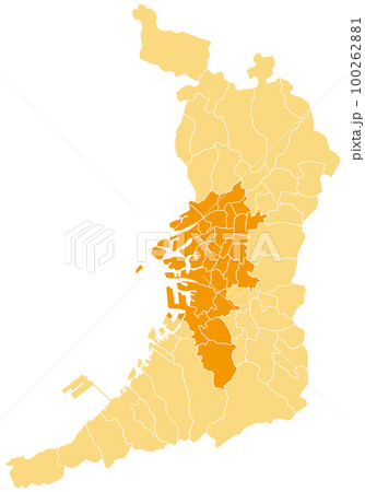 分割できる大阪府　区、堺市色分け 100262881