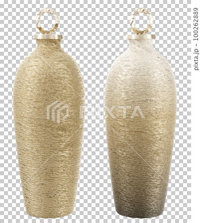 Contemporary style metal jars. Home decor and accents. Home decorative accessories. Isolated interior object. 3d rendering 100262889