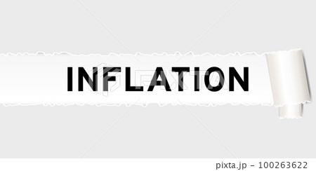 Ripped gray paper background that have word inflation under torn part Ripped gray paper background that have word inflation under torn part 100263622