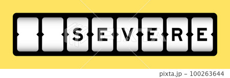 Black color in word severe on slot banner with yellow color background 100263644