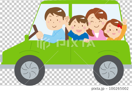 family of four in a car 100265002