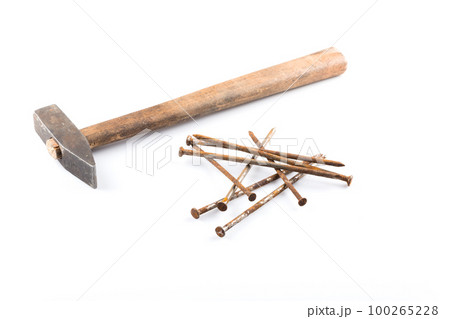 old hammer and nails 100265228