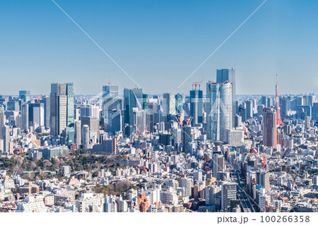 「東京都」渋谷スカイから港区方面のビル群をの望む 100266358