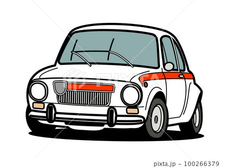 ヒストリックイタリアンコンパクトスポーツ　白色系　自動車イラスト 100266379
