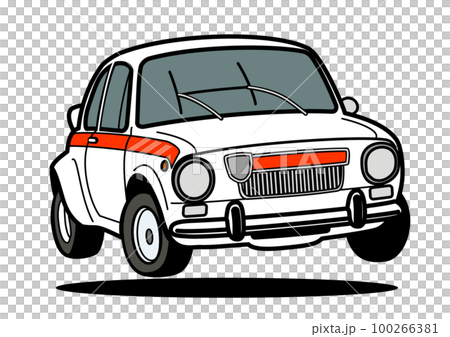 ヒストリックイタリアンコンパクトスポーツ　白色系　ジャンプ　自動車イラスト 100266381