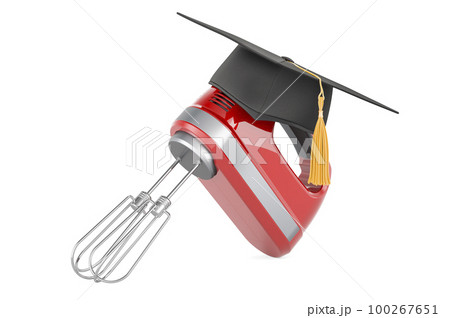 Hand kitchen mixer with education hat. 3D rendering 100267651