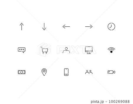 Interface outline icon set. Vector illustration.  100269088