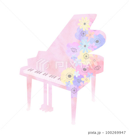 花とグランドピアノ 水彩風 花とグランドピアノ 水彩風 100269947