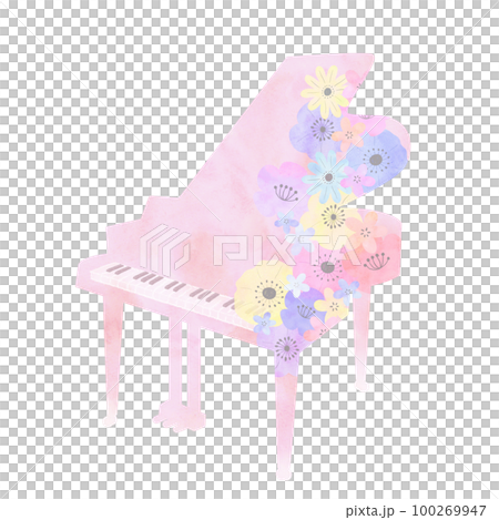 花とグランドピアノ 水彩風 花とグランドピアノ 水彩風 100269947