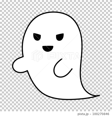 簡單的白鬼，萬聖節，卑鄙的臉，面向左 100270846