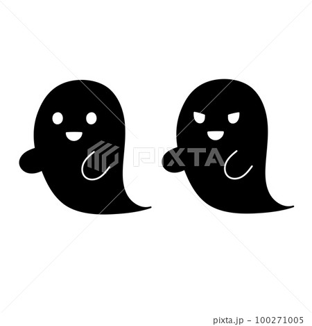 シンプルな黒いおばけ　ハロウィン　複数 100271005