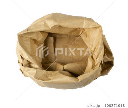 Old Paper Bag Isolated, Crumpled Disposable Ecology Container, Wrinkled Paperbag, Kraft Paper Bag Old Paper Bag Isolated, Crumpled Disposable Ecology Container, Wrinkled Paperbag, Kraft Paper Bag 100271018
