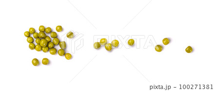 Canned Green Peas Isolated, Sweet Pea Pile, Cooked Legume, Protein Source, Healthy Vegan Food 100271381