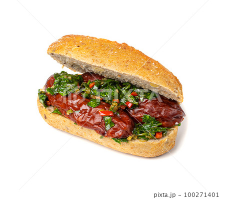 チョリソー様 Choripan Sausage Sandwich Isolated, Traditionalの写真素材