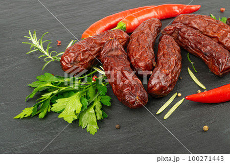 Dry Smoked Sausages, Salami Sticks, Kielbasa, Cabanossi, Kabanos, Dry Embutido, Chorizo, Bratwurst Sausage Dry Smoked Sausages, Salami Sticks, Kielbasa, Cabanossi, Kabanos, Dry Embutido, Chorizo, Bratwurst Sausage 100271443
