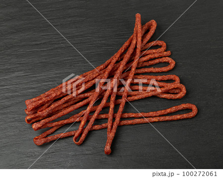 Dried Smoked Sausage, Thin Salami Sticks, Dry Embutido, Thin Bratwurst Sausage Dried Smoked Sausage, Thin Salami Sticks, Dry Embutido, Thin Bratwurst Sausage 100272061