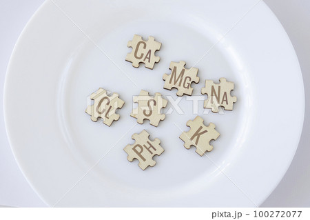 Basic essential macronutrients for humans written on wooden puzzles lying on a white plate Basic essential macronutrients for humans written on wooden puzzles lying on a white plate 100272077
