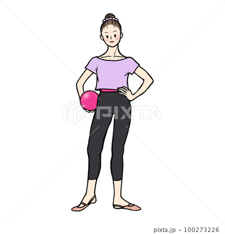 ボールを持って新体操の練習をする女性 100273226