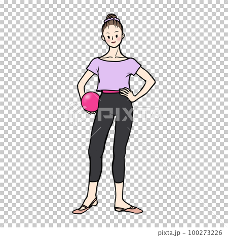 ボールを持って新体操の練習をする女性 100273226