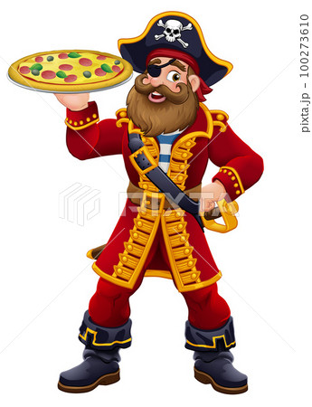 Pirate Cartoon Captain Pizza Chef Mascot 100273610
