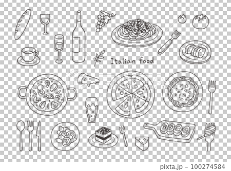 意大利美食手繪插圖集（單色） 100274584