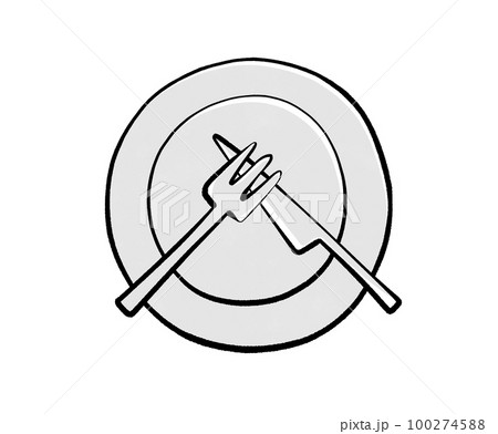 【テーブルマナー】カトラリーのサイン　食事休み（英国式） 100274588