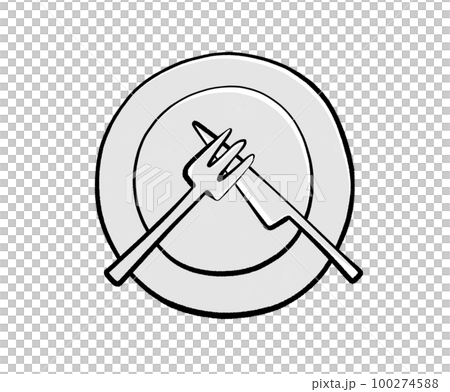 【テーブルマナー】カトラリーのサイン　食事休み（英国式） 100274588