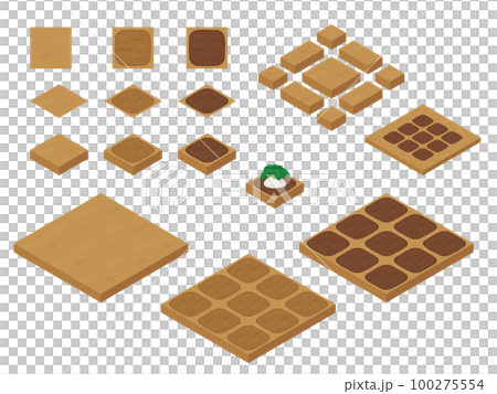 農場ゲームのイラスト_地面_アイソメトリック 農場ゲームのイラスト_地面_アイソメトリック 100275554