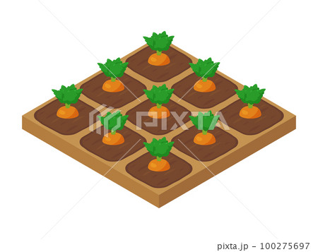 農場ゲームのイラスト_にんじん_アイソメトリック 農場ゲームのイラスト_にんじん_アイソメトリック 100275697