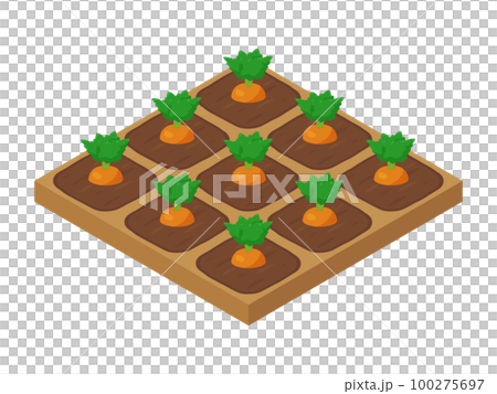 農場ゲームのイラスト_にんじん_アイソメトリック 農場ゲームのイラスト_にんじん_アイソメトリック 100275697
