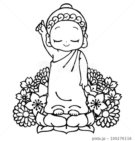 誕生釈迦仏(花あり・モノクロ 誕生釈迦仏(花あり・モノクロ 100276116