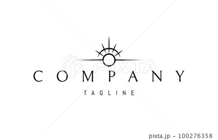 Vector logo on which an abstract image of a shining sun on the horizon. 100276358