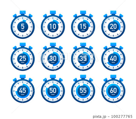 Timer, stopwatch icons set 10 20 30 40 50 60 minutes. Cooking time. 100277765
