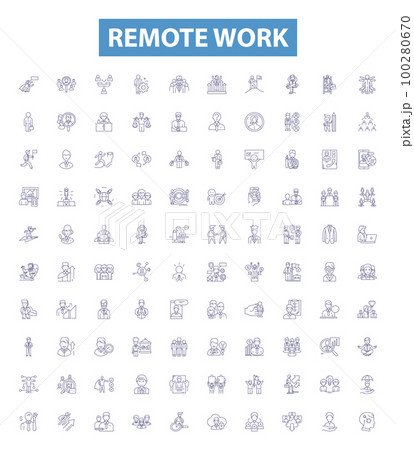 Remote work line icons, signs set. Remote,...のイラスト素材 [100280670] - PIXTA