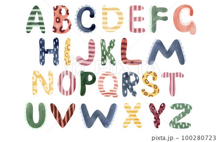 English children's font. Cool cartoon letters for school, garden. Fonts for the children's area, decorations. Cute colored alphabet. Children's inscription. 100280723