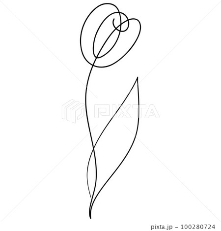 Flower Drawn With A Continuous Line 100280724