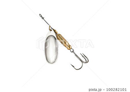 Fishing Spinner (Spoon Lure) Isolated on White background . 100282101